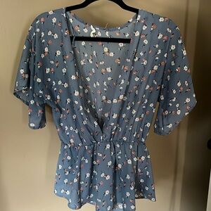 Pale blue floral top